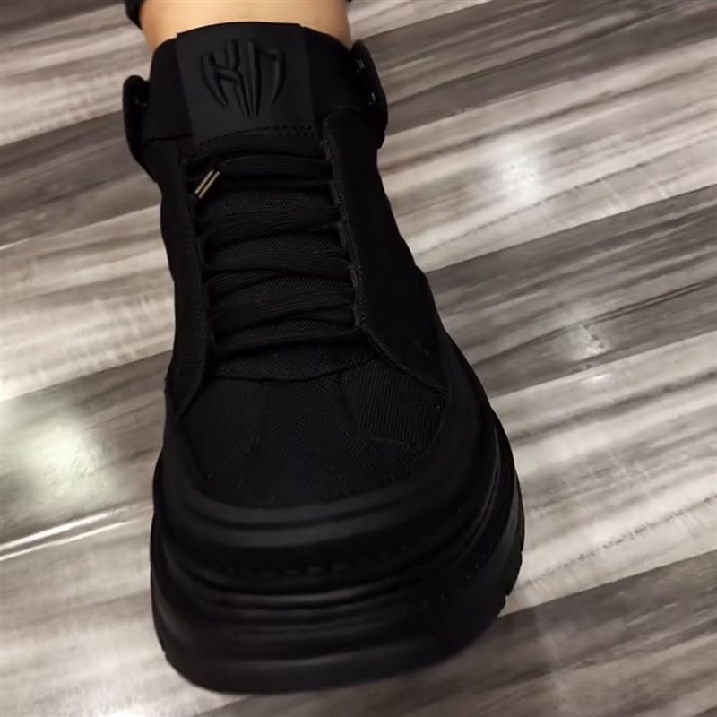 2024秋冬新款时尚男士休闲百搭高帮鞋一脚蹬黑色帆布男士马丁靴男