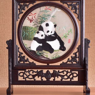 成都特色蜀绣双面绣屏风摆件出国送老外的手工艺礼品中国刺绣礼物