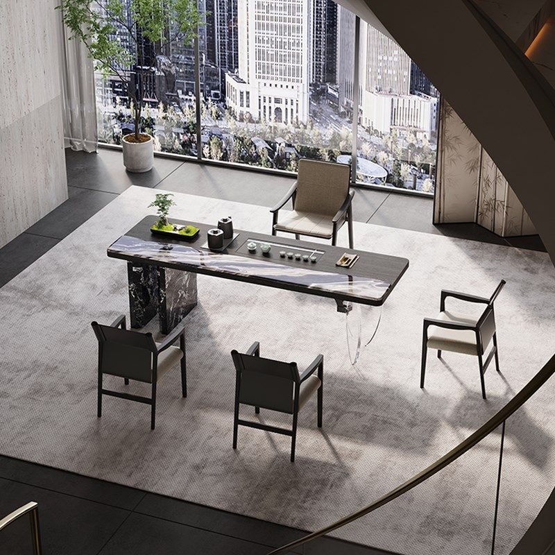 意式轻奢茶室实木泡茶桌禅意家用设计办公室烧水一体功夫茶桌一体