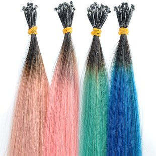 35cm长接发女真发8d接发彩色无痕接发片挑染彩色真发渐变色接发束