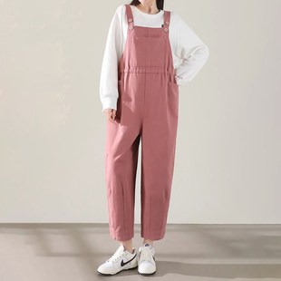 孕妇装夏装怀孕裤子夏季外穿背带裤宽松大码休闲裤夏天简约九分裤