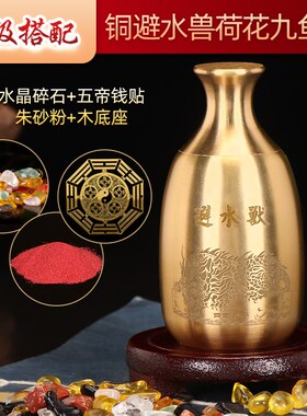 避水兽瓶厕所在西北角化解荷鲤鱼图纯黄铜葫芦五帝钱