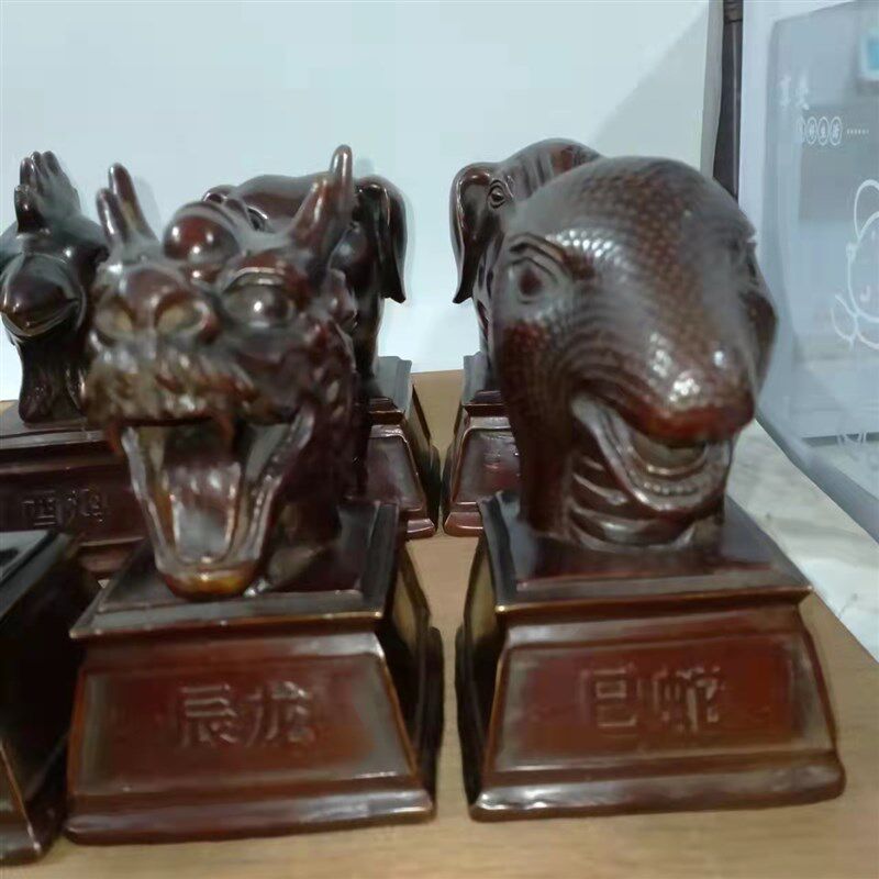 铜十二生肖兽首鼠牛虎兔龙蛇马羊猴鸡狗猪复古铜雕塑杯子印章