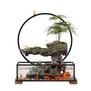 金鱼缸造景装 饰客厅小型生态公司流水喷泉轮生财