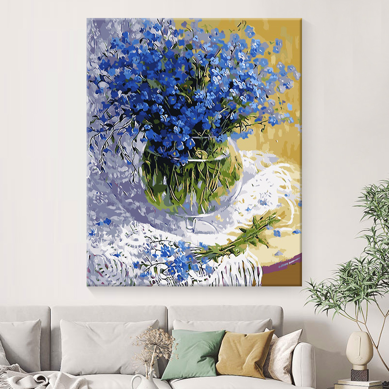 数字油画diy填充手工自己画填色油彩画花卉绘画水粉装饰画满天星图片