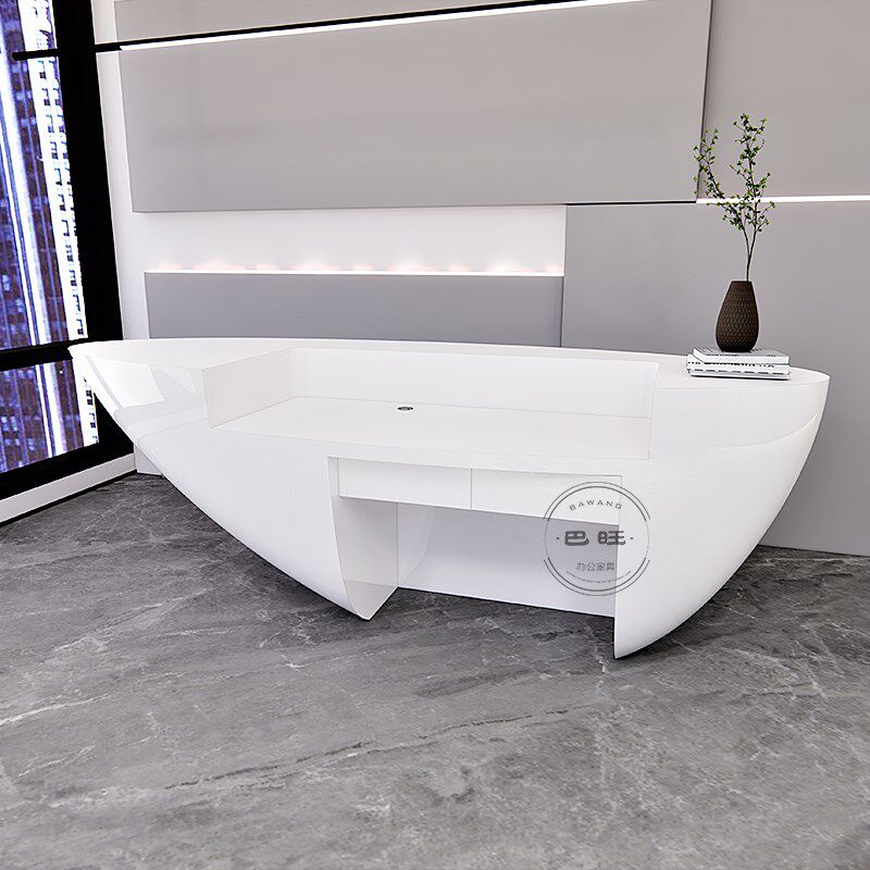 烤漆前台接待台院异形公司形象台店铺收银台创意个性船型吧台