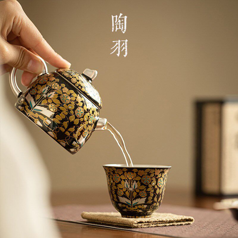 鎏银金枝玉叶茶具茶壶茶杯一壶杯喝茶泡茶器礼送礼