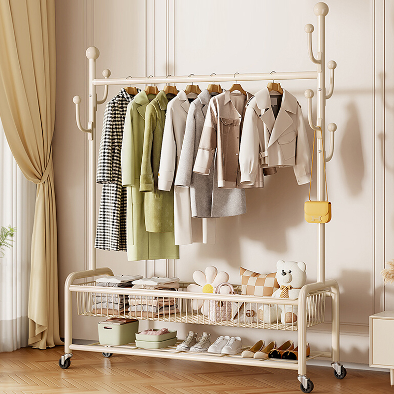 挂衣架落地卧室家用室内可移动晾衣架子阳台小型晾衣杆衣帽架