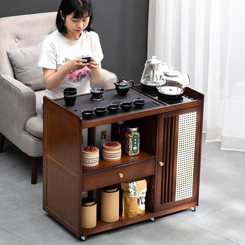 移动茶桌b小茶台烧水壶一体实木煮泡茶简约轻奢阳台茶几家用茶水