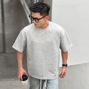 澳产云朵C空气层螺纹拼接抗皱挺阔T恤短袖 22号穿搭 秒变直角肩