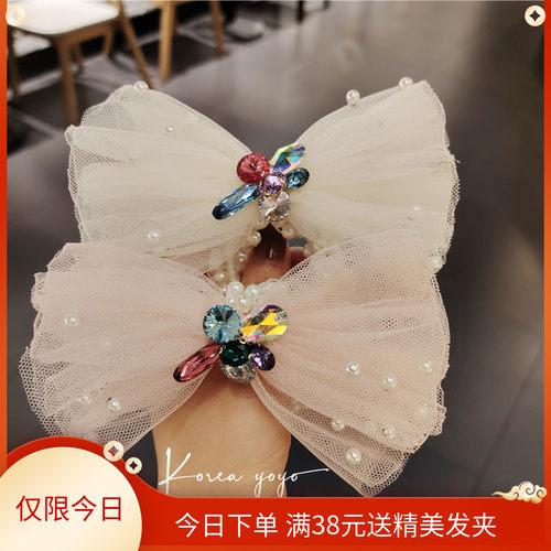 韩国镶水钻发夹横夹顶夹发卡头饰马尾夹子M发饰卡子头绳发绳皮筋