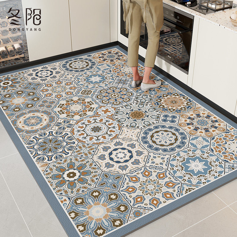 厨房地垫防滑防油防水可擦免洗pvc脚垫2024新款复古皮革满铺地毯,居家布艺,厨房地垫,淘宝优惠券,粉丝福利购,淘宝优惠卷