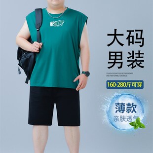 夏季加码b男士背心休闲运动套装男士加码宽松短裤两件套男士服装