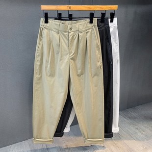 裤 高端简约水洗棉休闲裤 宽松锥形小直筒潮流百搭工装 夏季 子男 男士