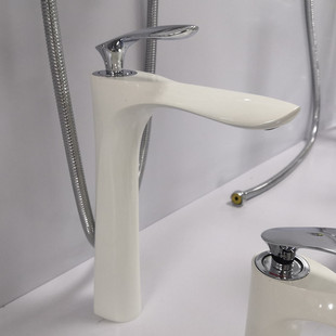 德国白色面盆水龙头冷热水卫生间全铜洗脸盆浴室台上盆加高水龙头