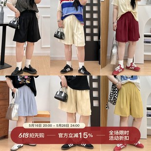 女装 新款 胖妹妹西装 夏季 高腰显N瘦遮胯宽松通勤五分 短裤 宛宛大码