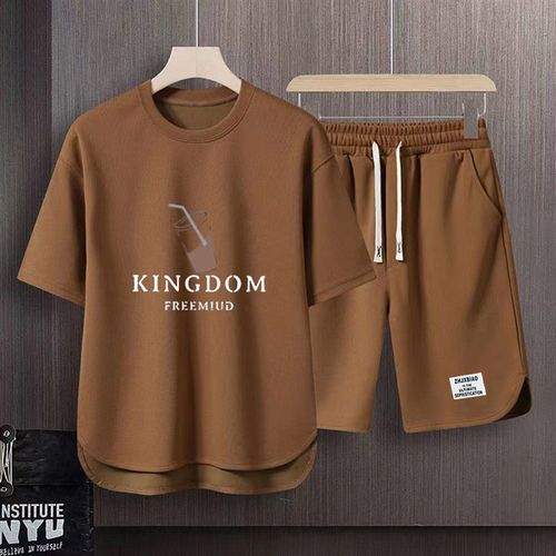 男士套装夏季休闲运动短袖短裤两件套薄款运动Q服帅气时尚速干一