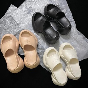 厚底拖鞋 猫 n女2024夏季 新款 9.5c 一体高跟一字拖凉鞋 穿靴子