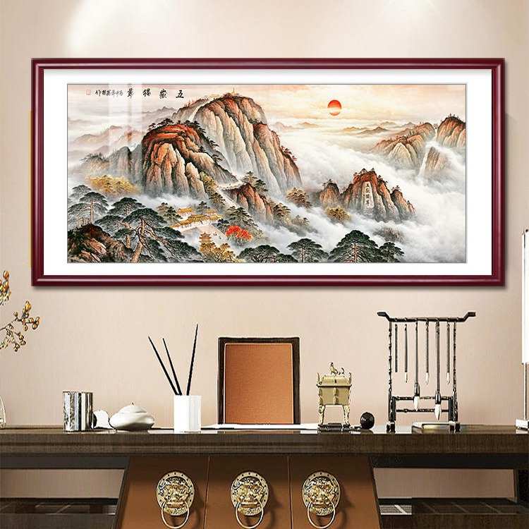 国画泰山图有山无水客厅装饰画大气办公室挂画山水画风景靠山壁画