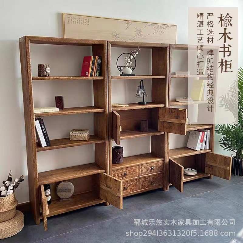 实木博古架老榆木架子收纳落地置物架客厅隔断墙壁民宿装饰博古架