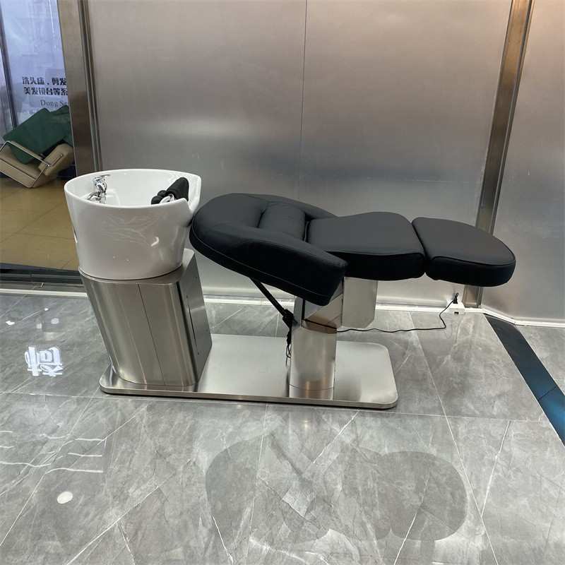 电动自动洗头床理发店半躺冲水床高端发廊专用旋转洗头床日式简约