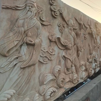 石雕浮雕青石庭院壁画文化墙汉白玉福字装饰花岗岩戏台石浮雕定制