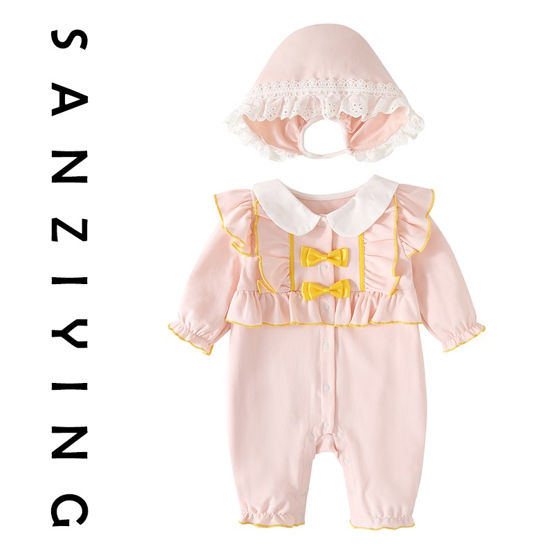 婴儿秋装连体衣女宝宝休闲公主爬服婴幼儿长袖连体服春秋可爱哈衣