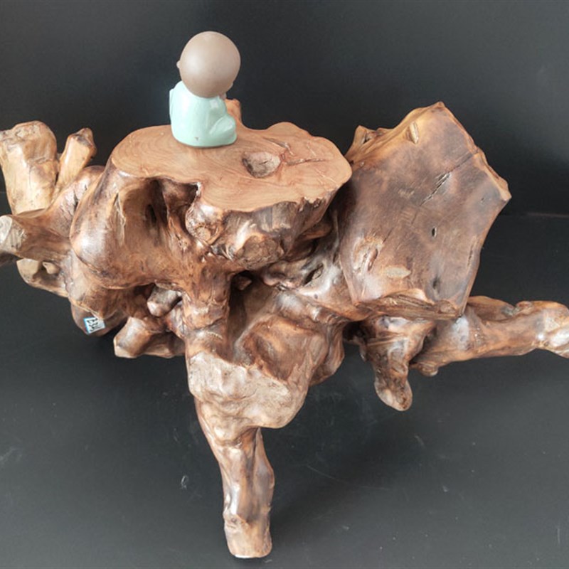 天然榆木树根雕摆件枯木花台花架支架实木风化木原生根底座