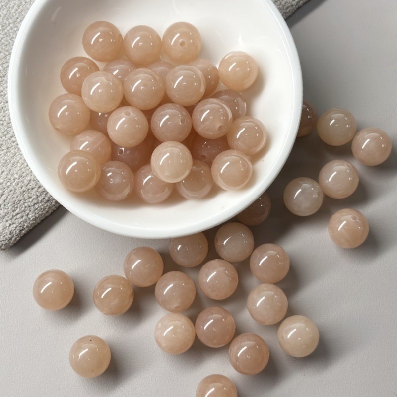 和田玉髓藕粉玉珠子散珠半成品DIY手工编织手链项链玉石圆珠材料