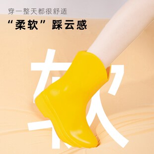 雨靴中筒高帮水鞋 新款 时尚 雨鞋 防水防滑外穿加厚底保暖胶 女款