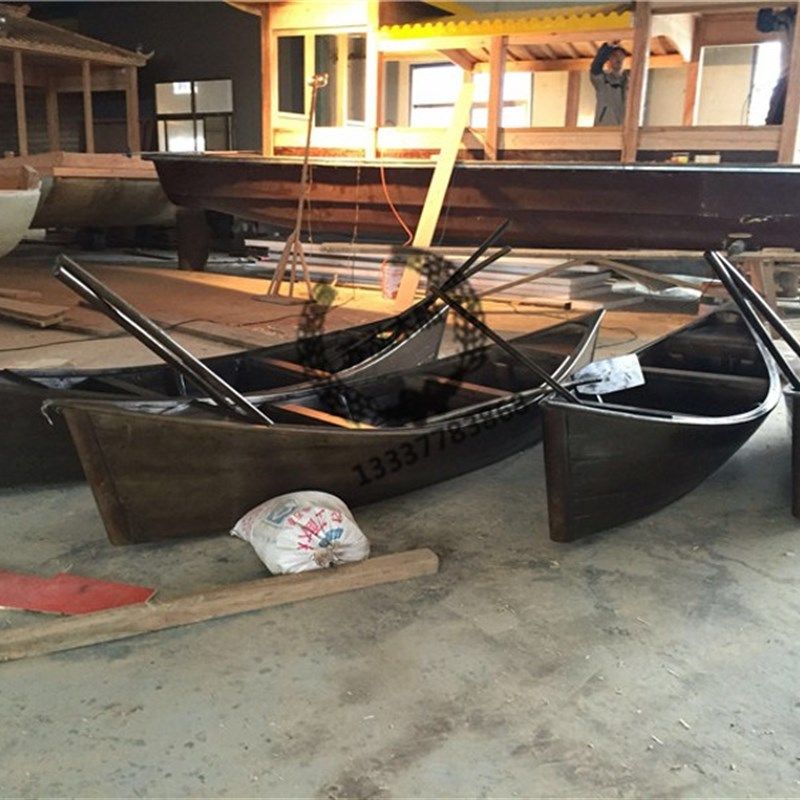 木船观光船 装饰渔船 模型摆件 景观摄影道具 两头尖欧式手工木船