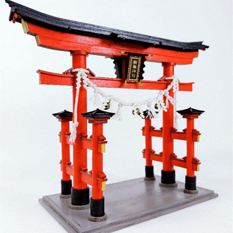 鸟居木制拼装榫卯模型严岛神社日式古建筑场景微缩造景新品
