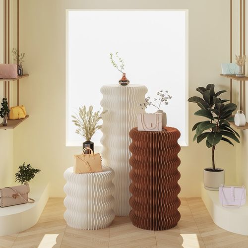 发光圆柱展台展示台展示柜展示架甜品台服装店置物台流水台折叠