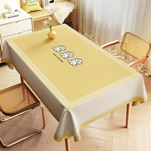 卡通可爱桌布免洗防油防水防烫桌长方形餐L桌垫子茶几台布学生桌