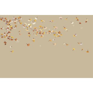 新款 影视墙壁布卧室 新中式 银杏壁画客厅电视背景墙壁纸2021年新款