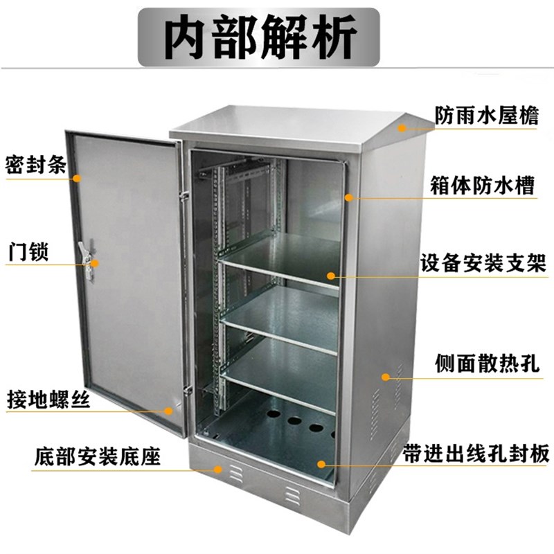 室外机柜不锈钢网络柜配电箱弱电监控设备箱交换机户外防雨落地柜
