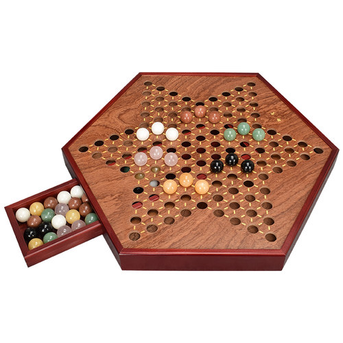 御圣跳棋大人加大号跳棋玻璃球高档跳棋棋盘木质儿童成人益智玩具