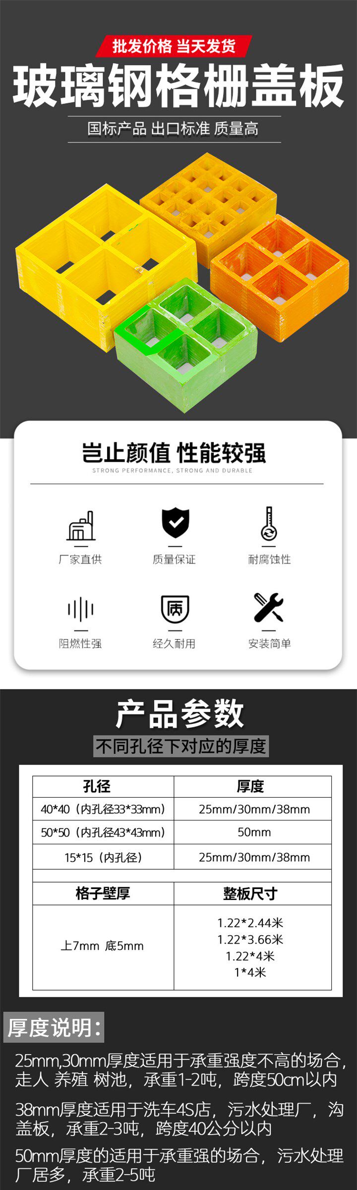 МУ gecuo гриль 洗车房玻璃纤维格栅 踢踏板平台 颜色多样 支持定 制