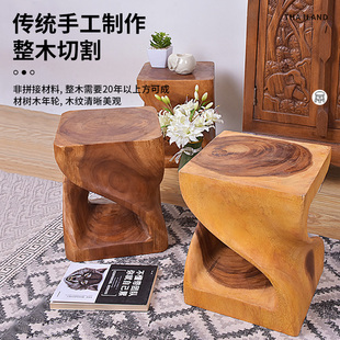 实木圆墩子天然根雕凳子树根坐凳花架底座原木树桩木桩木头树墩登