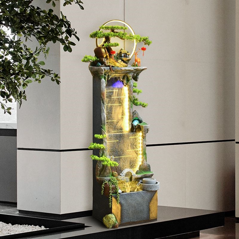 办公室招财假山流水摆件循环水造景装饰品阳台喷泉水幕墙开业礼物
