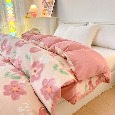 小清新秋冬加厚全棉磨毛被套单件1.8米双人纯棉被罩150x200x230cm