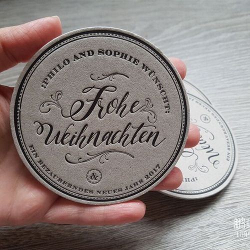 10个起定 凸版凹印吸水棉纸杯垫定制印刷咖啡店酒吧杯垫