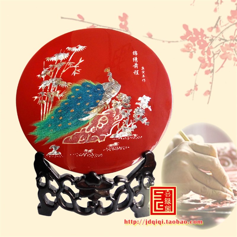 扬州漆器点螺钿雕漆画台屏风工厂定制加文字logo会议纪念单位礼品