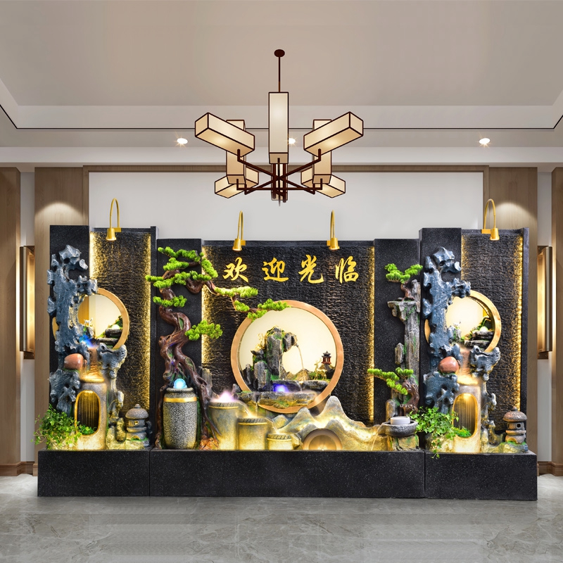 庭院客厅假山流水喷泉景观落地装饰大摆件水幕墙屏风隔断鱼池造景