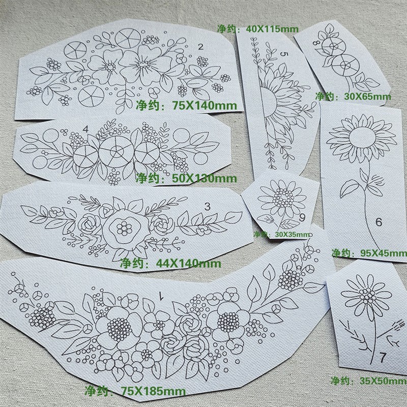 毛衣手工刺绣花样图案纸可缝diy手工布贴T恤上衣牛仔玫瑰水溶背胶