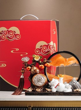 五福临门葫芦流沙画摆件客厅玄关酒柜装饰品办公室招财鹿乔迁礼物