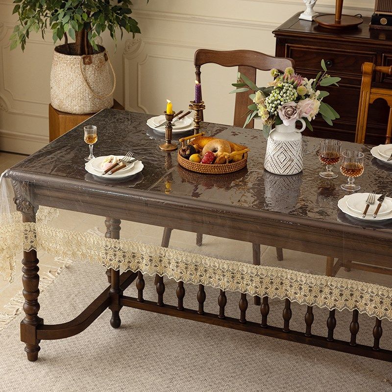 PVC桌布防水防油透明桌垫免洗茶几布软玻璃盖布氛围感蕾丝餐桌布,居家布艺,桌布,淘宝优惠券,粉丝福利购,淘宝优惠卷