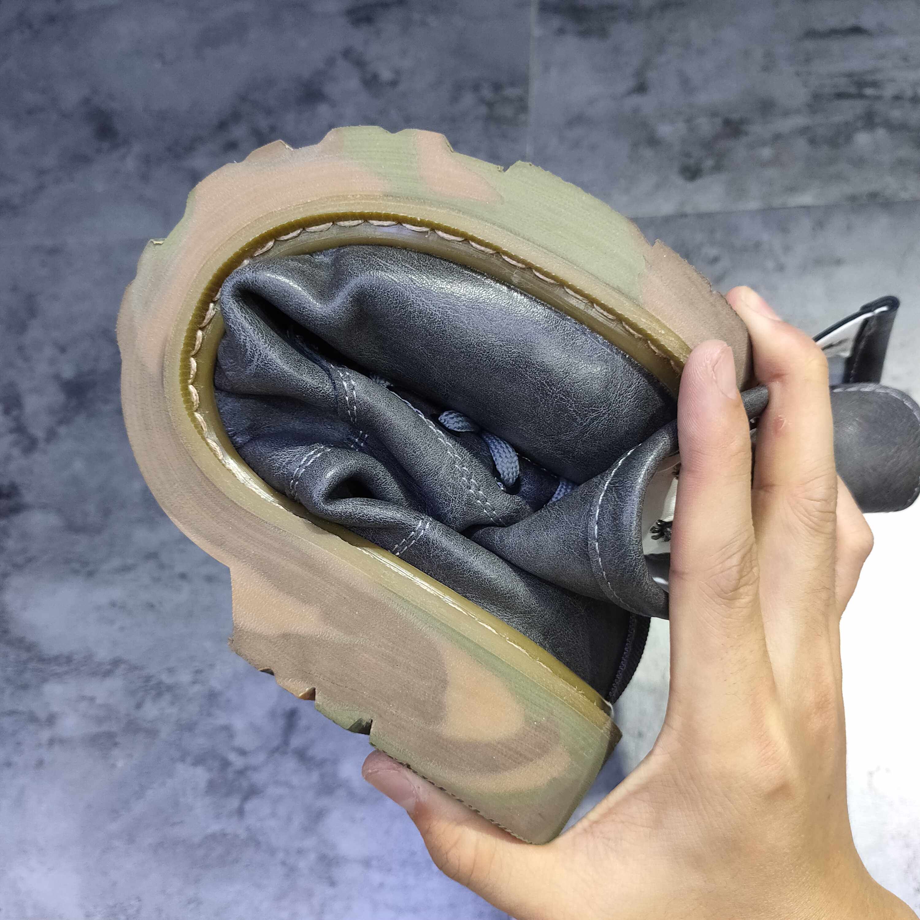 网红马丁靴男高帮英伦风2025新款春秋百搭厚底机车工装小白皮靴子