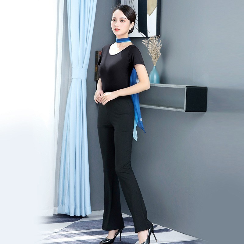 形体礼仪训练服装女成人套装导师模特走秀服舞蹈培训服练功服胸垫