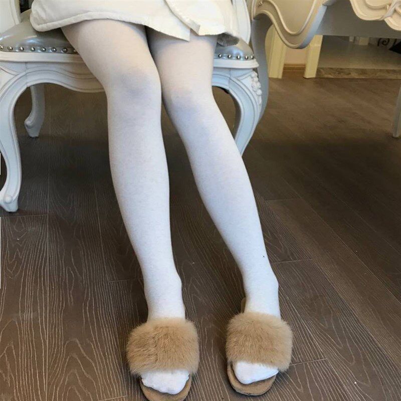 秋冬纯棉浅灰烟灰燕麦白色奶咖啡色加厚加绒连裤袜女打底裤袜丝袜